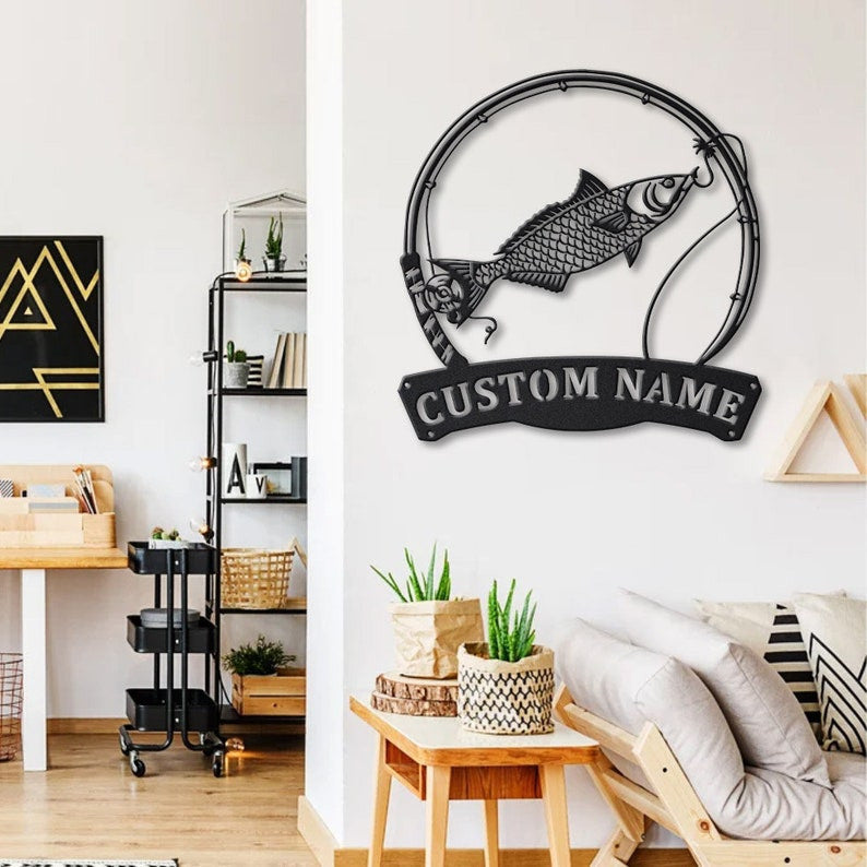 Personalized Kahawai Fishing Fish Pole Metal Sign WITH LED/WITHOUT LED Lights Custom Kahawai Fishing Metal Sign Fishing Gifts
