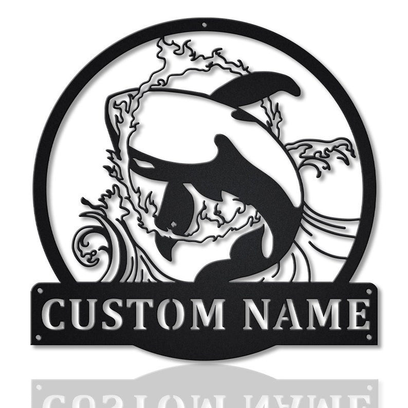 Personalized Orca Whale Metal Sign WITH LED/WITHOUT LED Lights v1 Custom Orca Whale Metal Sign Hobbie Gifts Birthday Gift Orca Whale Sign