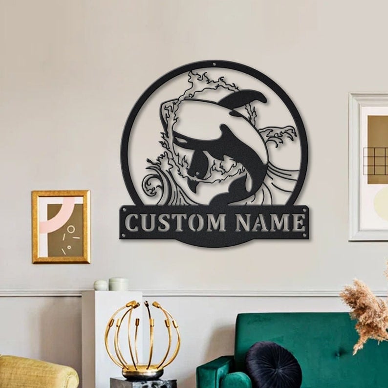 Personalized Orca Whale Metal Sign WITH LED/WITHOUT LED Lights v1 Custom Orca Whale Metal Sign Hobbie Gifts Birthday Gift Orca Whale Sign