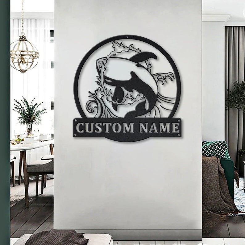 Personalized Orca Whale Metal Sign WITH LED/WITHOUT LED Lights v1 Custom Orca Whale Metal Sign Hobbie Gifts Birthday Gift Orca Whale Sign