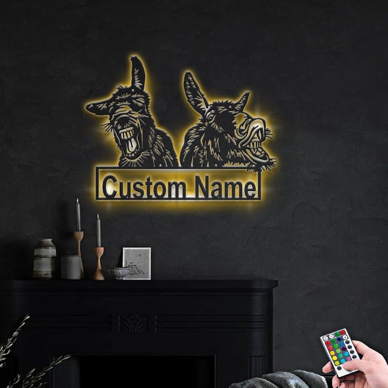 Personalized Donkey Funny Metal Sign WITH LED/WITHOUT LED Lights Custom Donkey Funny Metal Sign Birthday Gift Donkey Funny Gift