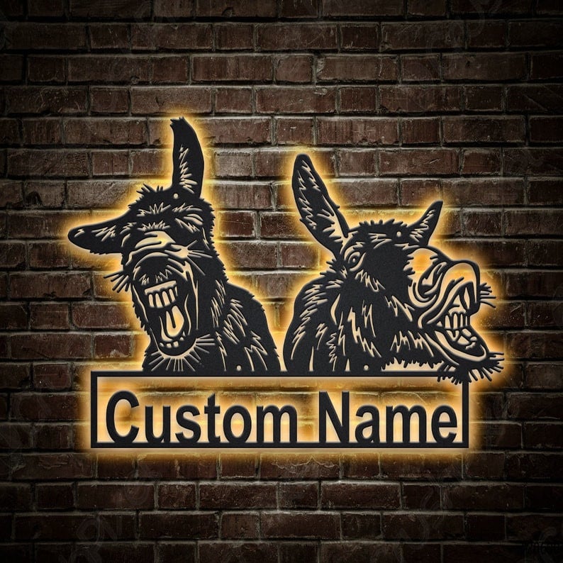 Personalized Donkey Funny Metal Sign WITH LED/WITHOUT LED Lights Custom Donkey Funny Metal Sign Birthday Gift Donkey Funny Gift