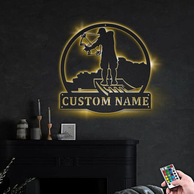 Personalized Bowfishing Metal Sign WITH LED/WITHOUT LED Lights Custom Bowfishing Metal Sign ,Bowfishing Custom Home Decor, Fishing Sign