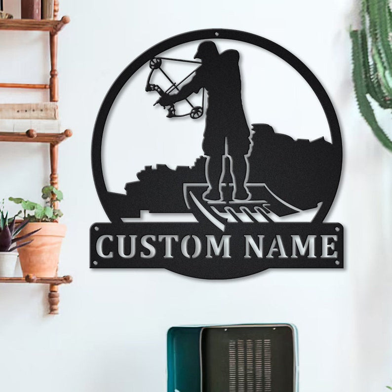 Personalized Bowfishing Metal Sign WITH LED/WITHOUT LED Lights Custom Bowfishing Metal Sign ,Bowfishing Custom Home Decor, Fishing Sign