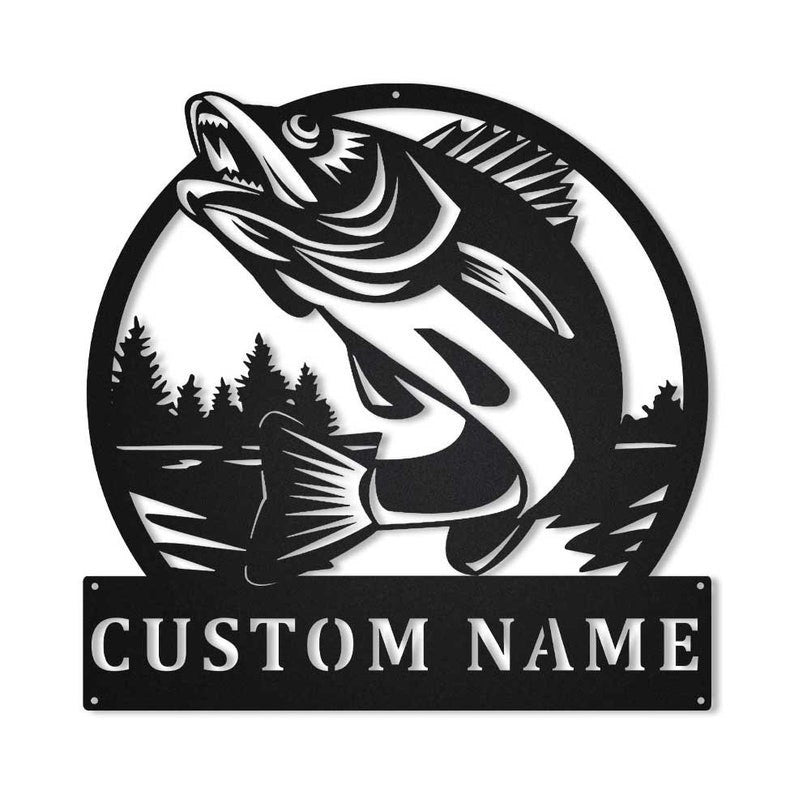 Personalized Walleye Fishing Metal Sign Art Custom Walleye Fishing Metal Sign Walleye Fishing Gifts for Men Walleye Fishing Gift
