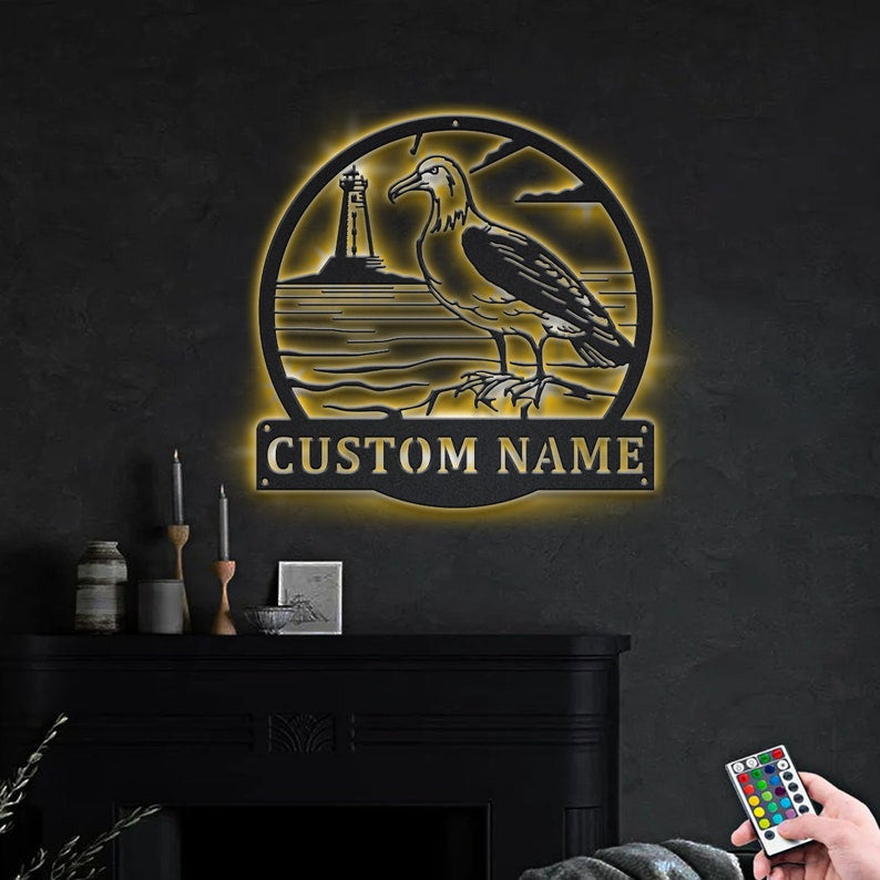Personalized Albatross Bird Monogram Metal Sign WITH LED/WITHOUT LED Lights Custom Albatross Bird Metal Sign Birthday Gift Albatross Bird Gift