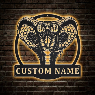 Personalized Cobra Snake Metal Sign WITH LED/WITHOUT LED Lights Custom Cobra Snake Metal Sign Hobbie Gifts Birthday Gift Cobra Snake Sign