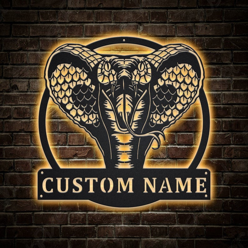 Personalized Cobra Snake Metal Sign WITH LED/WITHOUT LED Lights Custom Cobra Snake Metal Sign Hobbie Gifts Birthday Gift Cobra Snake Sign
