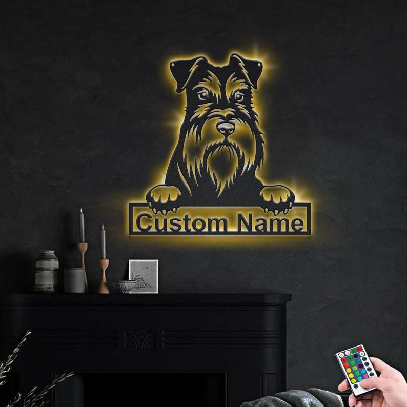 Personalized Miniature Schnauzer Dog Metal Sign WITH LED/WITHOUT LED Lights Custom Miniature Schnauzer Dog Metal Sign Birthday Gift Pets Gift