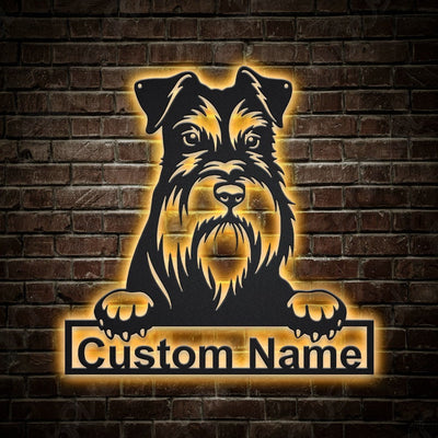 Personalized Miniature Schnauzer Dog Metal Sign WITH LED/WITHOUT LED Lights Custom Miniature Schnauzer Dog Metal Sign Birthday Gift Pets Gift