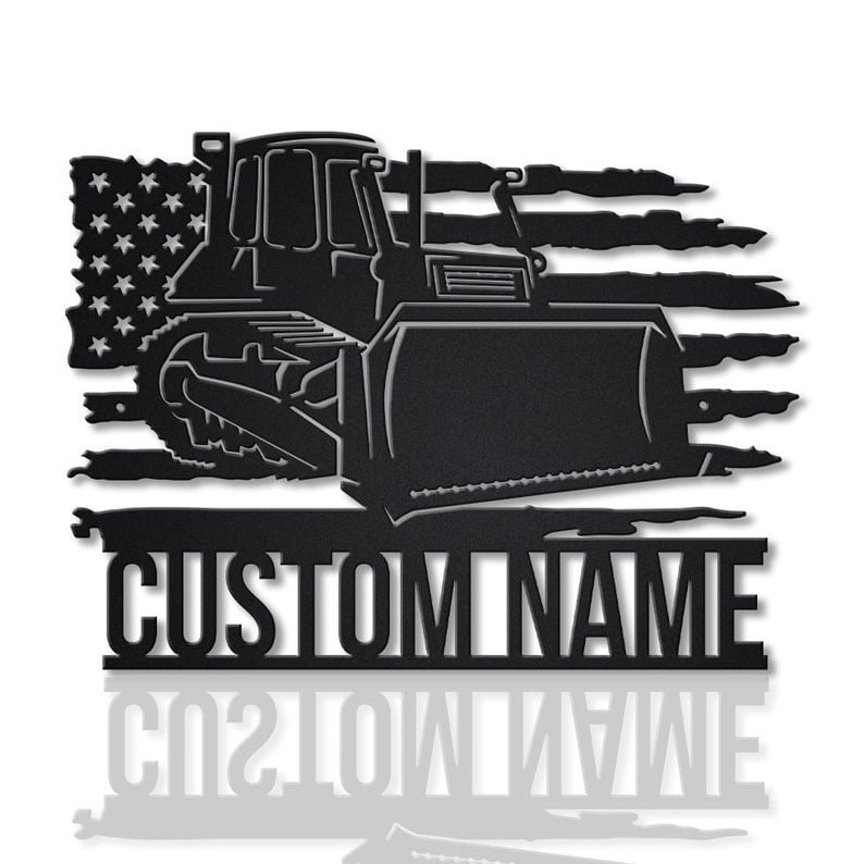 Personalized US Bulldozer Metal Sign WITH LED/WITHOUT LED Lights Custom Bulldozer Metal Sign Job Gifts Birthday Gift Bulldozer Sign