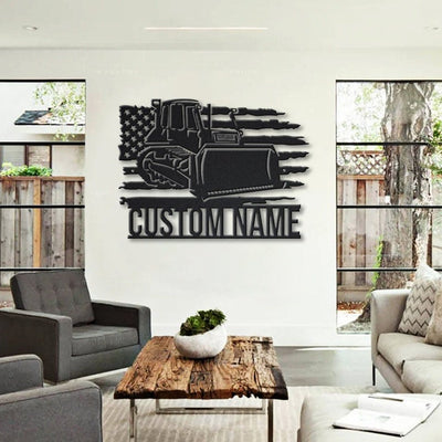 Personalized US Bulldozer Metal Sign WITH LED/WITHOUT LED Lights Custom Bulldozer Metal Sign Job Gifts Birthday Gift Bulldozer Sign
