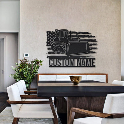 Personalized US Bulldozer Metal Sign WITH LED/WITHOUT LED Lights Custom Bulldozer Metal Sign Job Gifts Birthday Gift Bulldozer Sign
