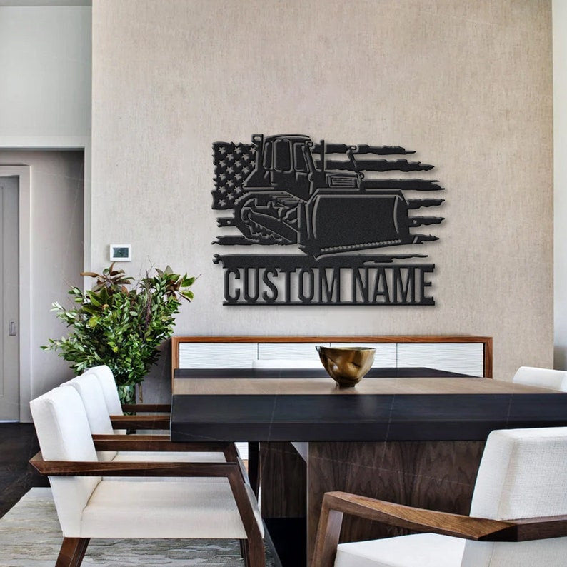 Personalized US Bulldozer Metal Sign WITH LED/WITHOUT LED Lights Custom Bulldozer Metal Sign Job Gifts Birthday Gift Bulldozer Sign