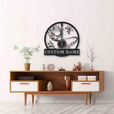Personalized Banjo Music Monogram Metal Sign WITH LED/WITHOUT LED Lights Custom Banjo Music Metal Sign Hobbie Gifts Birthday Gift Banjo Gift