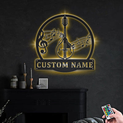 Personalized Mandolin Music Metal Sign WITH LED/WITHOUT LED Lights Custom Mandolin Music Metal Sign Birthday Gift Mandolin Music Sign