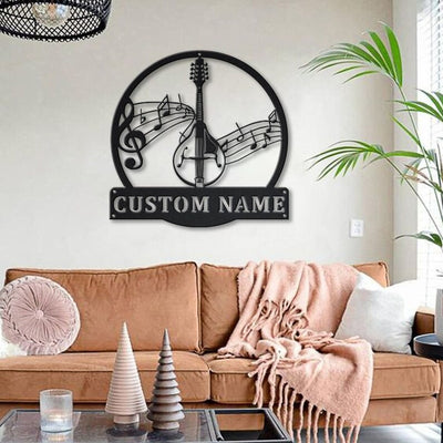 Personalized Mandolin Music Metal Sign WITH LED/WITHOUT LED Lights Custom Mandolin Music Metal Sign Birthday Gift Mandolin Music Sign