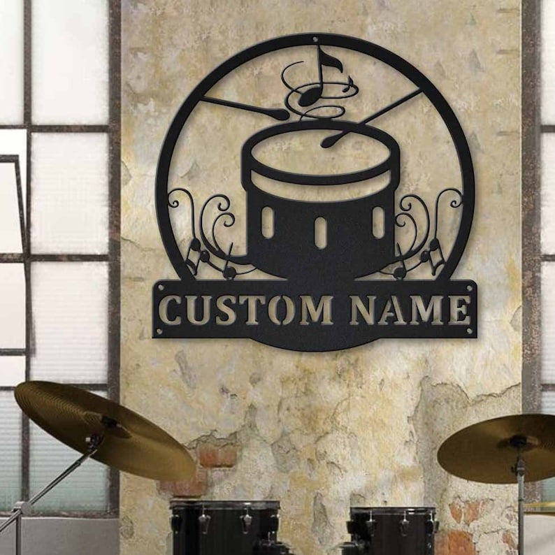 Personalized Bass Drum Monogram Metal Sign Art Custom Bass Drum Name Metal Sign Bass Drum Gifts For Birthday Musical Instrument Gift