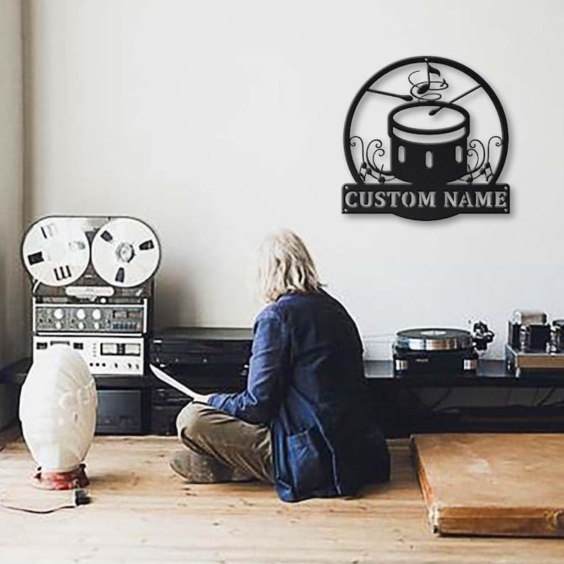 Personalized Bass Drum Monogram Metal Sign Art Custom Bass Drum Name Metal Sign Bass Drum Gifts For Birthday Musical Instrument Gift