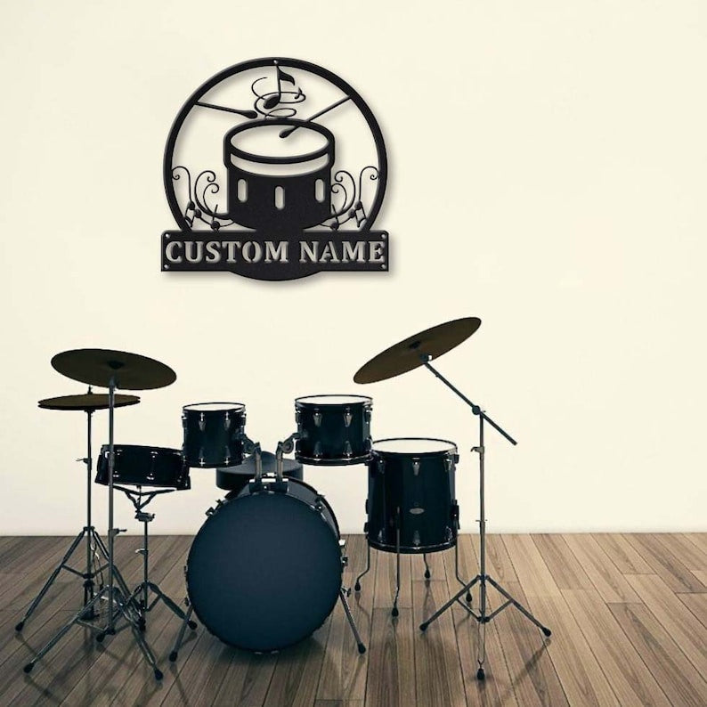 Personalized Bass Drum Monogram Metal Sign Art Custom Bass Drum Name Metal Sign Bass Drum Gifts For Birthday Musical Instrument Gift