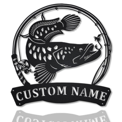Personalized Snakehead Fish Pole Metal Sign WITH LED/WITHOUT LED Lights Custom Snakehead Sign Birthday Gift Snakehead Sign Fishing Gift