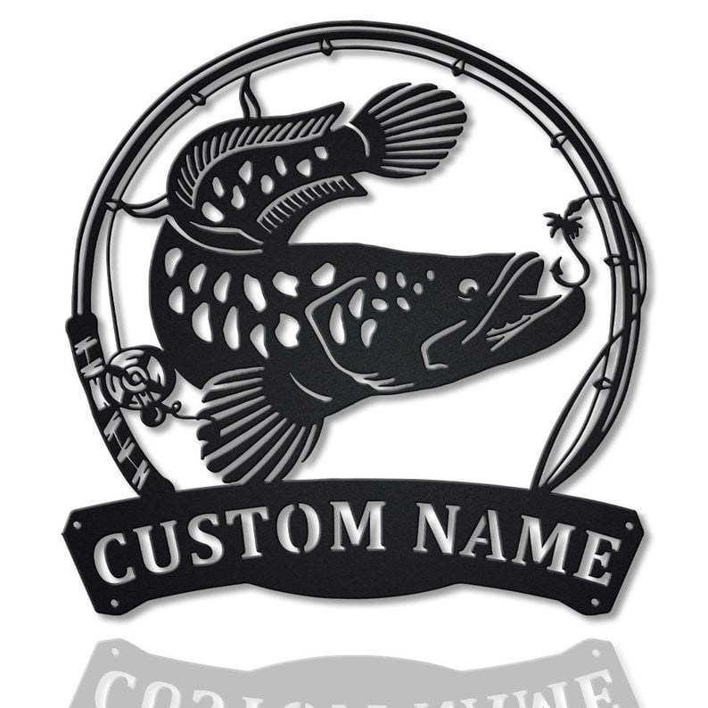 Personalized Snakehead Fish Pole Metal Sign WITH LED/WITHOUT LED Lights Custom Snakehead Sign Birthday Gift Snakehead Sign Fishing Gift