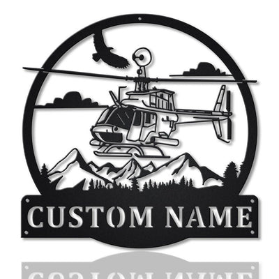 Personalized Helicopter Metal Sign WITH LED/WITHOUT LED Lights v3 Custom Helicopter Metal Sign Hobbie Gifts Birthday Gift Helicopter Sign