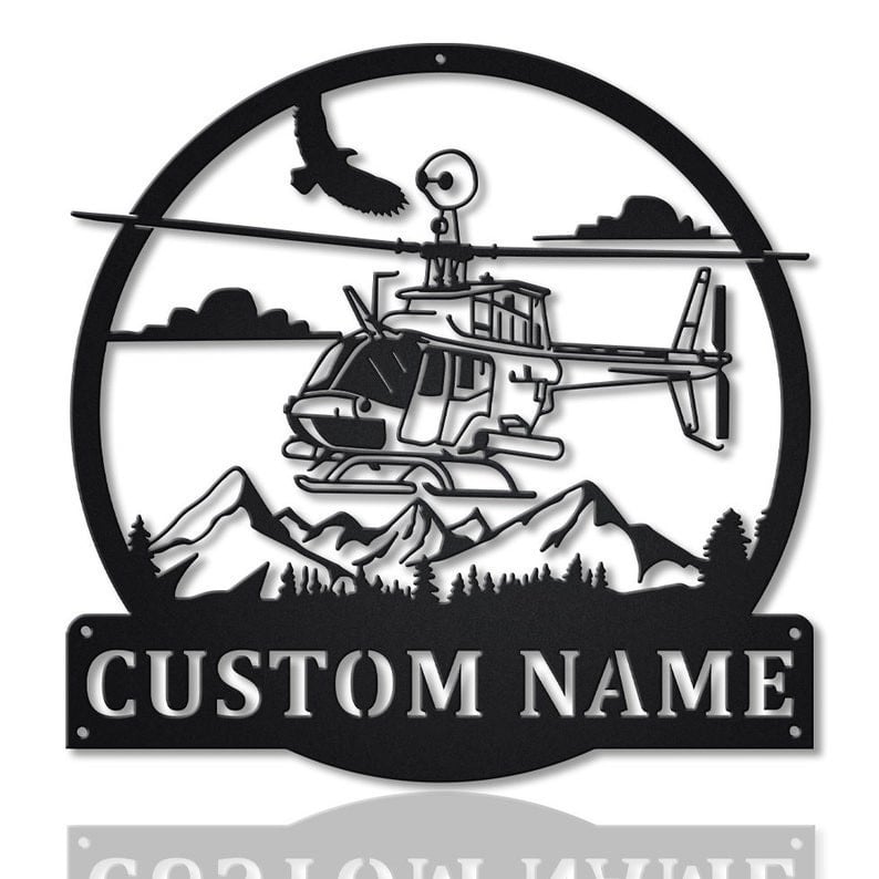 Personalized Helicopter Metal Sign WITH LED/WITHOUT LED Lights v3 Custom Helicopter Metal Sign Hobbie Gifts Birthday Gift Helicopter Sign