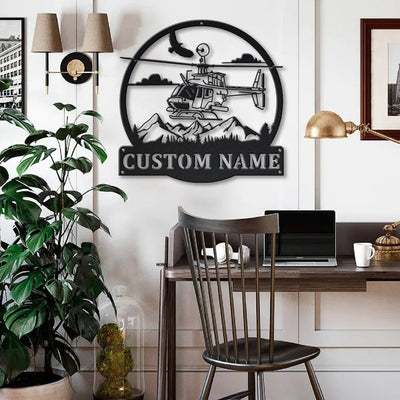 Personalized Helicopter Metal Sign WITH LED/WITHOUT LED Lights v3 Custom Helicopter Metal Sign Hobbie Gifts Birthday Gift Helicopter Sign