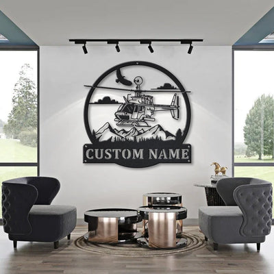 Personalized Helicopter Metal Sign WITH LED/WITHOUT LED Lights v3 Custom Helicopter Metal Sign Hobbie Gifts Birthday Gift Helicopter Sign