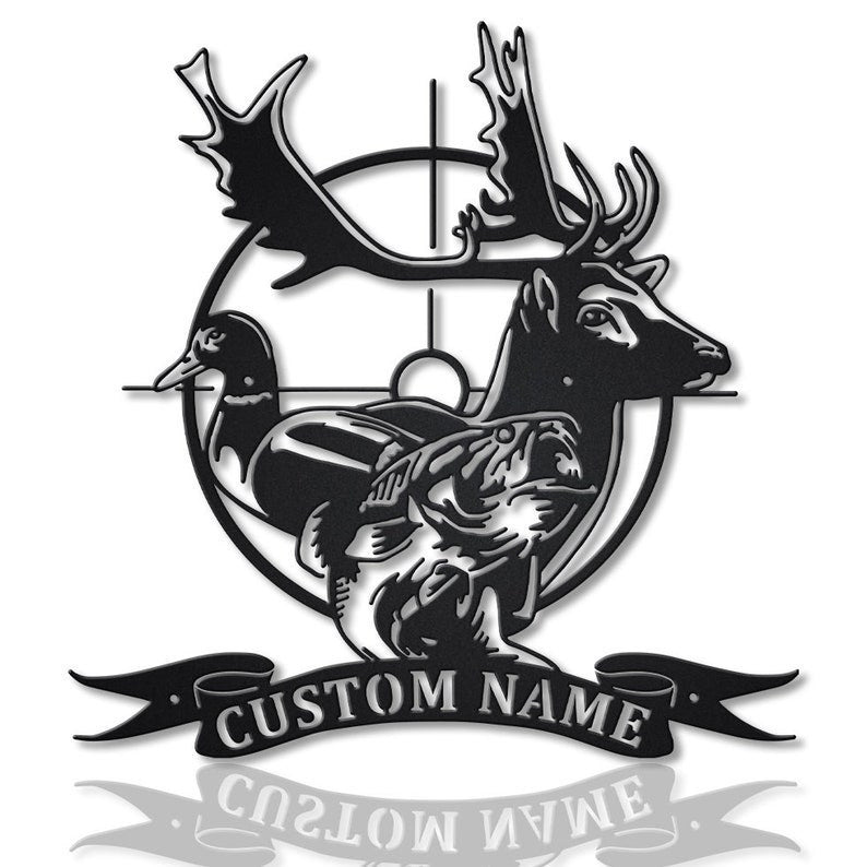 Personalized Deer Duck Fish Hunting Metal Sign Art Metal Wall Art Hunting Camp Sign Hunting Housewarming Outdoor Metal Sign