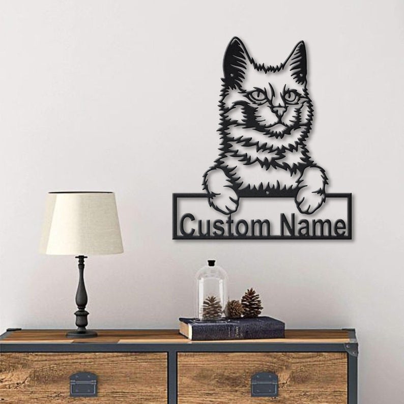 Personalized Turkish Angora Cat Metal Sign WITH LED/WITHOUT LED Lights Custom Turkish Angora Cat Metal Sign Birthday Gift Cat Sign