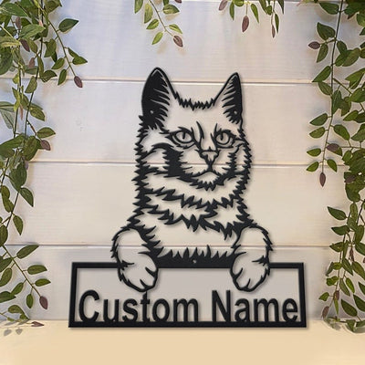 Personalized Turkish Angora Cat Metal Sign WITH LED/WITHOUT LED Lights Custom Turkish Angora Cat Metal Sign Birthday Gift Cat Sign
