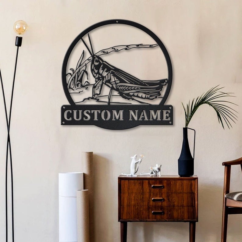 Personalized Grasshopper Animal Metal Sign WITH LED/WITHOUT LED Lights Custom Grasshopper Metal Sign Birthday Gift Grasshopper Gift