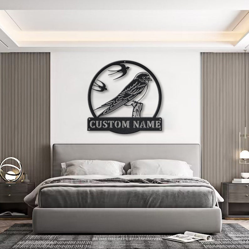 Personalized Swallows Bird Metal Sign Art Custom Swallows Bird Metal Sign Father's Day Gift Pets Gift Birthday Gift