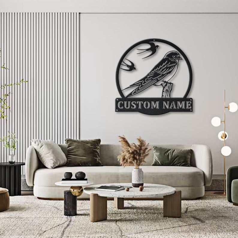 Personalized Swallows Bird Metal Sign Art Custom Swallows Bird Metal Sign Father's Day Gift Pets Gift Birthday Gift