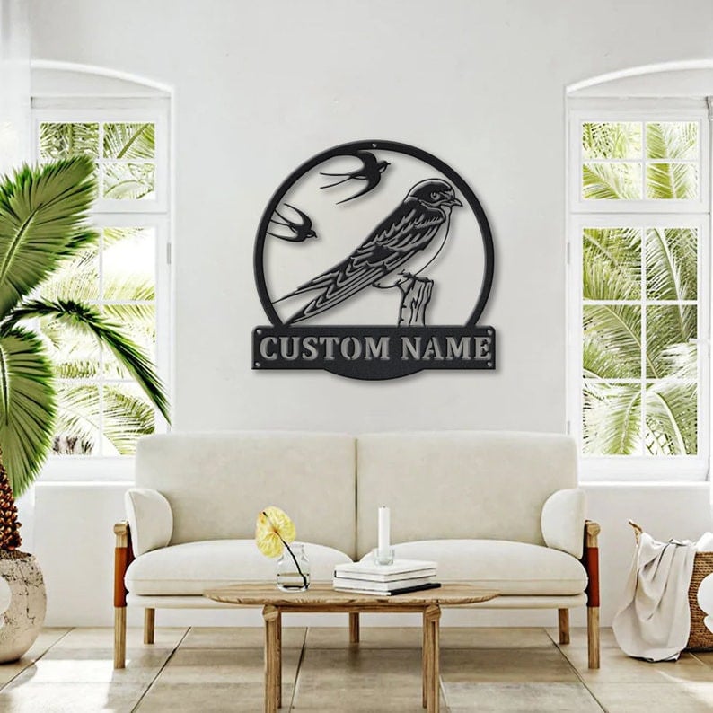 Personalized Swallows Bird Metal Sign Art Custom Swallows Bird Metal Sign Father's Day Gift Pets Gift Birthday Gift