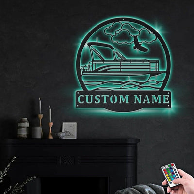 Personalized Pontoon Boat Monogram Metal Sign WITH LED/WITHOUT LED Lights Custom Pontoon Boat Metal Sign Hobbie Gifts Birthday Gift