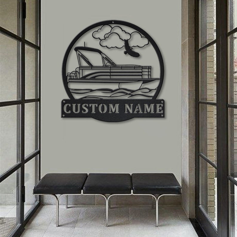 Personalized Pontoon Boat Monogram Metal Sign WITH LED/WITHOUT LED Lights Custom Pontoon Boat Metal Sign Hobbie Gifts Birthday Gift