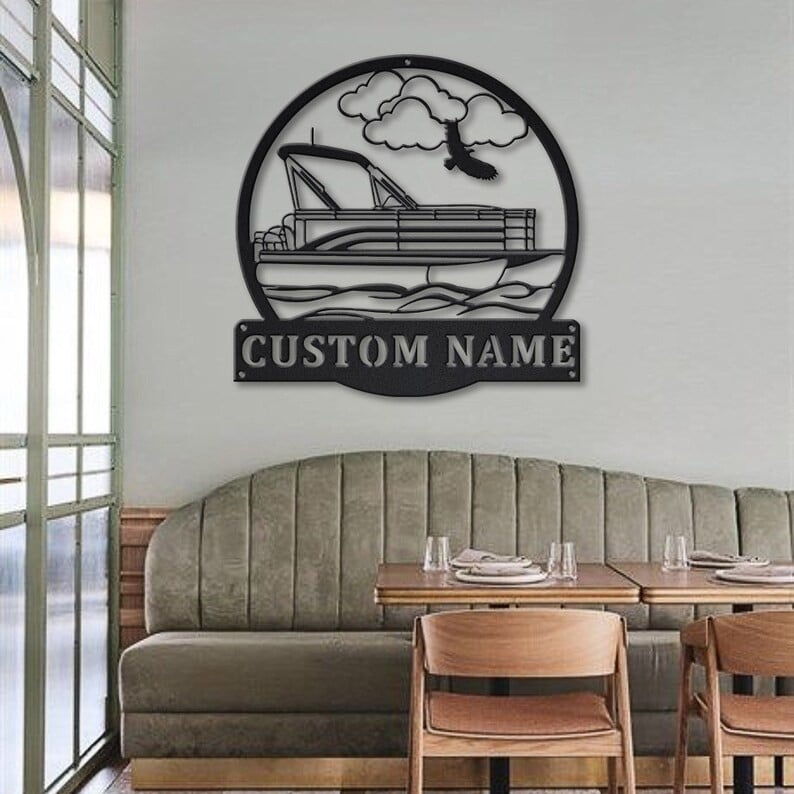 Personalized Pontoon Boat Monogram Metal Sign WITH LED/WITHOUT LED Lights Custom Pontoon Boat Metal Sign Hobbie Gifts Birthday Gift