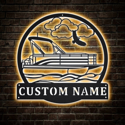 Personalized Pontoon Boat Monogram Metal Sign WITH LED/WITHOUT LED Lights Custom Pontoon Boat Metal Sign Hobbie Gifts Birthday Gift