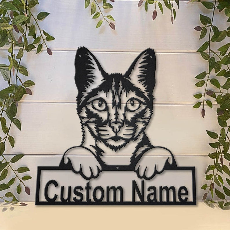 Personalized Savannah Cat Metal Sign Art Custom Savannah Cat Metal Sign Animal Gift Pets Gift Birthday Gift