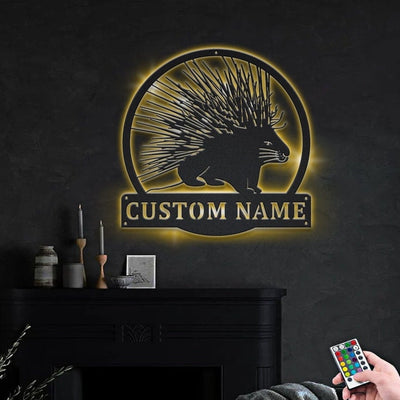 Personalized Porcupine Metal Sign WITH LED/WITHOUT LED Lights Custom Porcupine Sign Birthday Gift Porcupine Sign