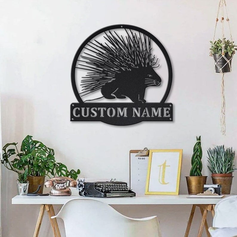 Personalized Porcupine Metal Sign WITH LED/WITHOUT LED Lights Custom Porcupine Sign Birthday Gift Porcupine Sign