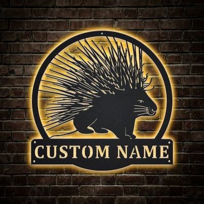 Personalized Porcupine Metal Sign WITH LED/WITHOUT LED Lights Custom Porcupine Sign Birthday Gift Porcupine Sign