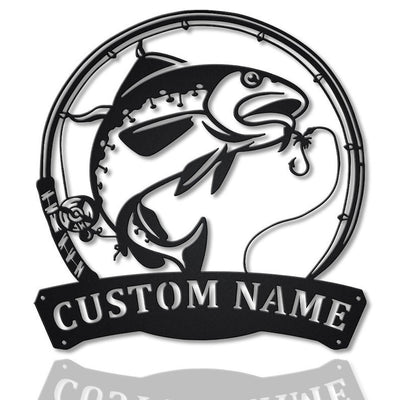 Personalized Atlantic Cod Fishing Fish Pole Metal Sign Art Custom Atlantic Cod Fishing Metal Sign Fishing Gift Decor Decoration