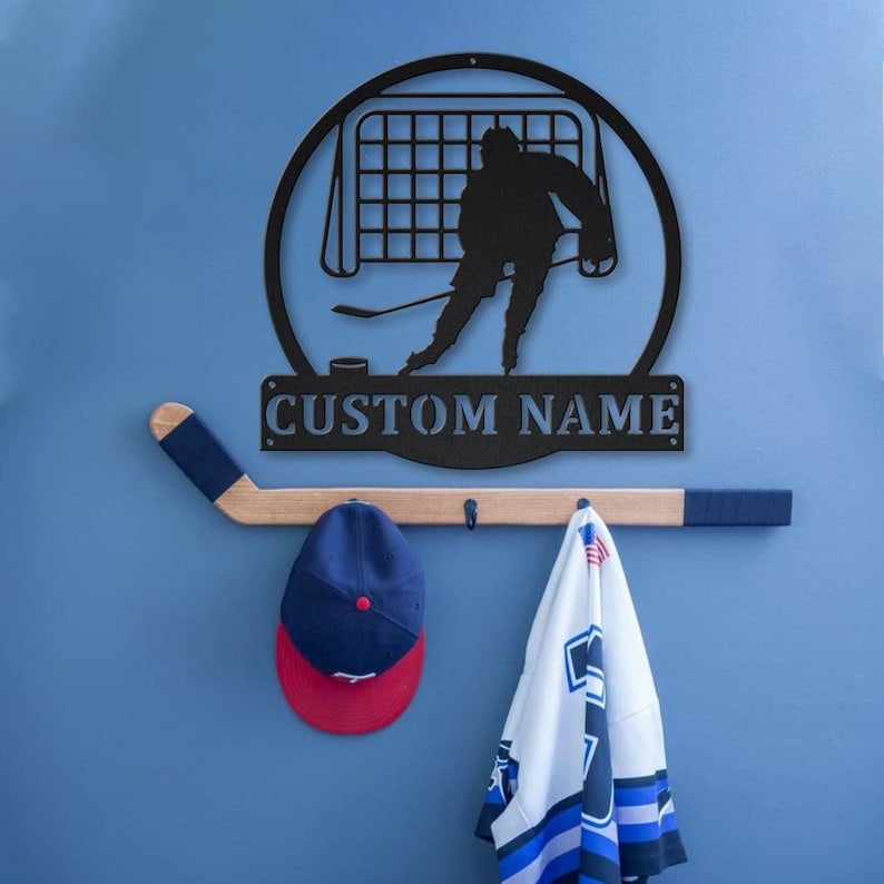 Personalized Hockey Name Metal Sign WITH LED/WITHOUT LED Lights Custom Hockey Name Metal Sign Sport Gifts Birthday Gift Hockey Sign