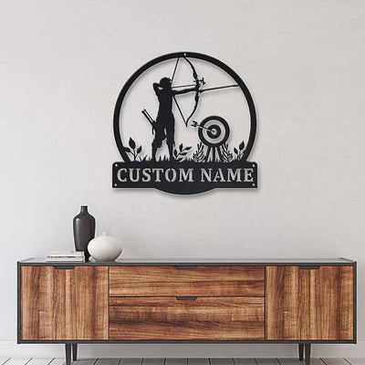 Personalized Archery Sport Monogram Metal Sign Art Custom Archery Sport Metal Sign Hobbie Gifts Sport Gift Birthday Gift