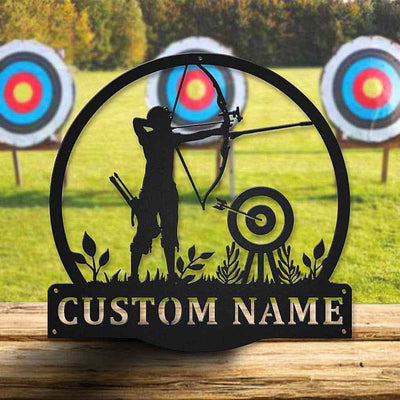 Personalized Archery Sport Monogram Metal Sign Art Custom Archery Sport Metal Sign Hobbie Gifts Sport Gift Birthday Gift