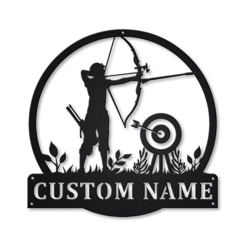 Personalized Archery Sport Monogram Metal Sign Art Custom Archery Sport Metal Sign Hobbie Gifts Sport Gift Birthday Gift